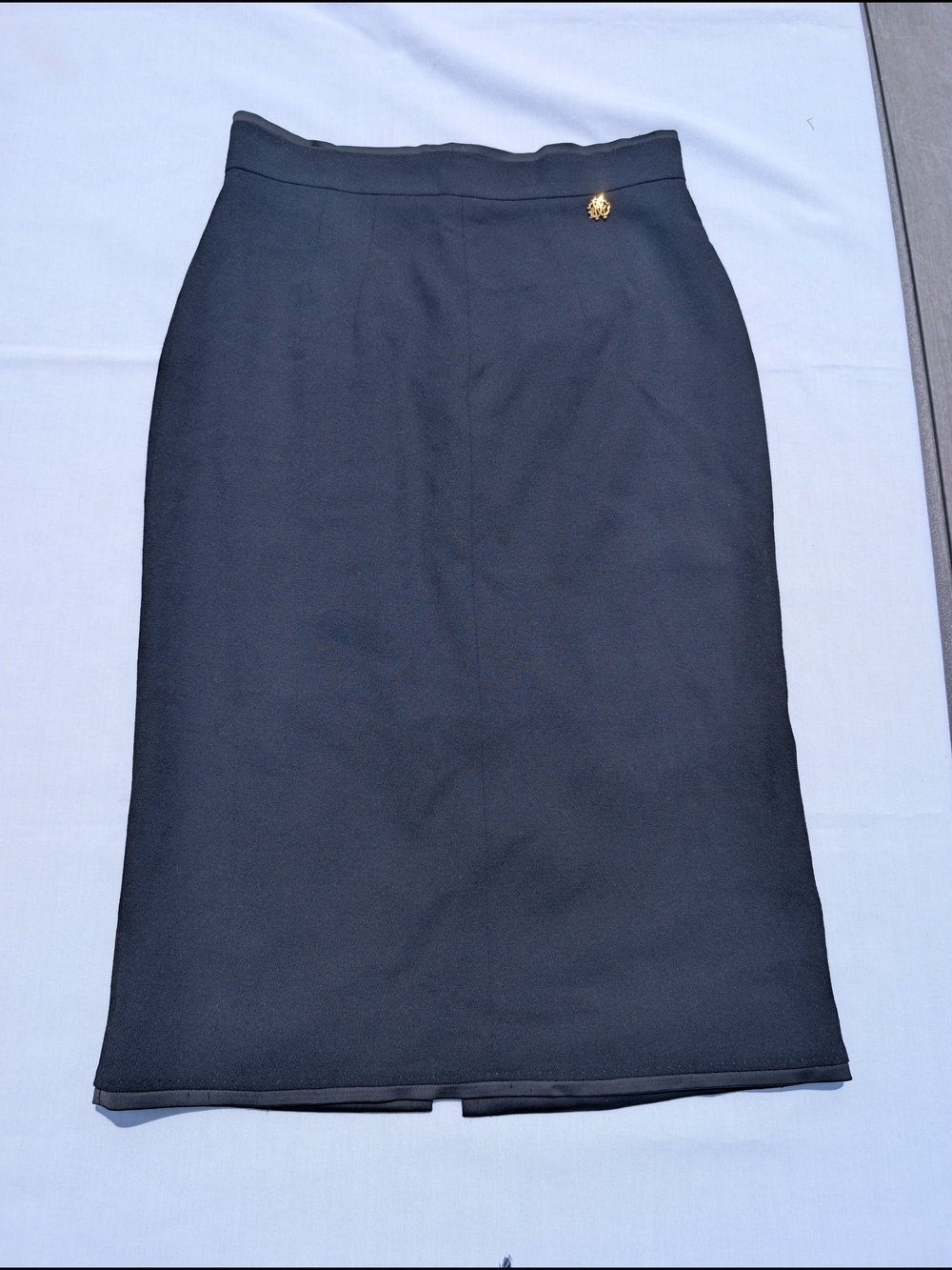 Roberto Cavalli Black Pencil Skirt with Gold Emblem